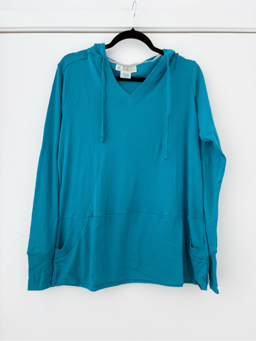 NWOT ExOfficio Insect Shield Teal V Neck Hoodie XL